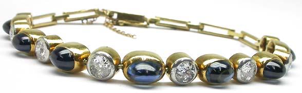 18k Yellow Gold Sapphire Diamond Bracelet