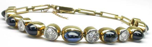 18k Yellow Gold Sapphire Diamond Bracelet