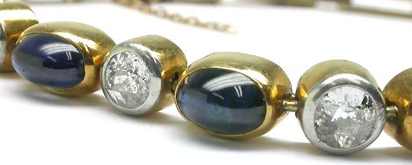 18k Yellow Gold Sapphire Diamond Bracelet