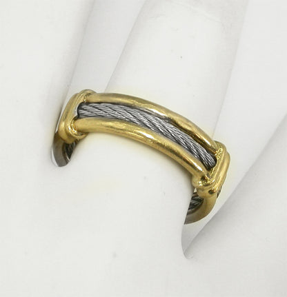 18k Yellow Gold and  Silver  Band