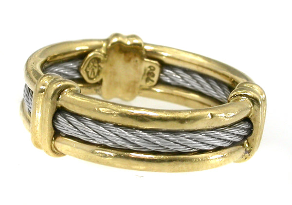18k Yellow Gold and  Silver  Band