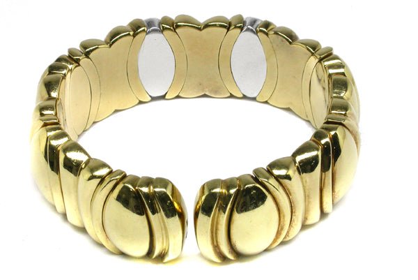 18k Yellow & White Gold 1.08ct Diamond, Sapphire, Ruby & Emerald Bangle Bracelet