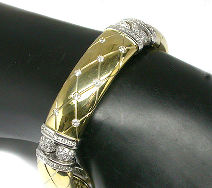 18k Yellow & White Gold 4.80ct Diamond  Bar Bracelet