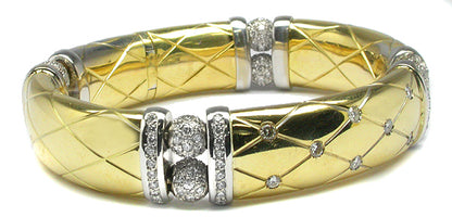 18k Yellow & White Gold 4.80ct Diamond  Bar Bracelet
