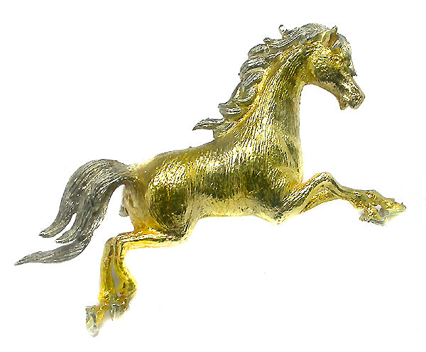 18k Yellow & White Gold Horse Pin