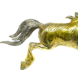 18k Yellow & White Gold Horse Pin
