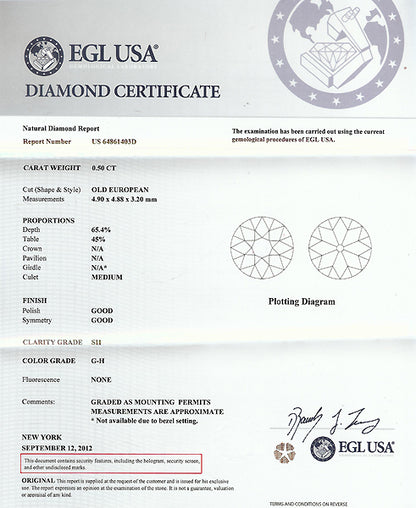 1910 0.50ct Diamond 14k Gold Engagement Ring