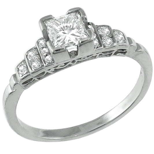 1920s 0.35ct Princess Cut Diamond Platinum Engagement Ring