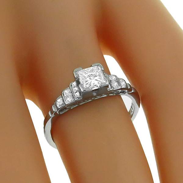 1920s 0.35ct Princess Cut Diamond Platinum Engagement Ring