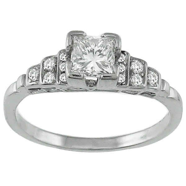 1920s 0.35ct Princess Cut Diamond Platinum Engagement Ring