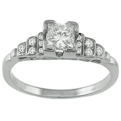 1920s 0.35ct Princess Cut Diamond Platinum Engagement Ring