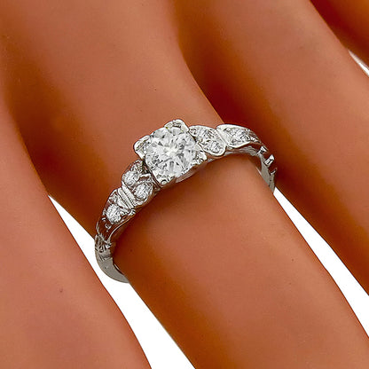 1920s 0.45ct Old Mine Cut Diamond Platinum Engagement Ring