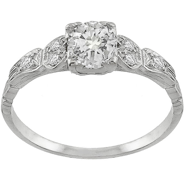 1920s 0.45ct Old Mine Cut Diamond Platinum Engagement Ring