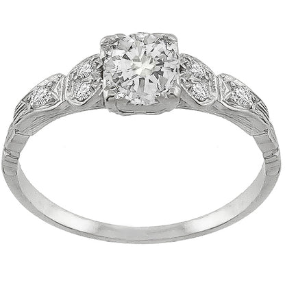 1920s 0.45ct Old Mine Cut Diamond Platinum Engagement Ring