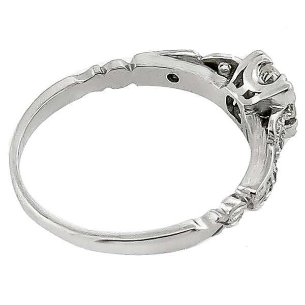 1920s 0.45ct Old Mine Cut Diamond Platinum Engagement Ring