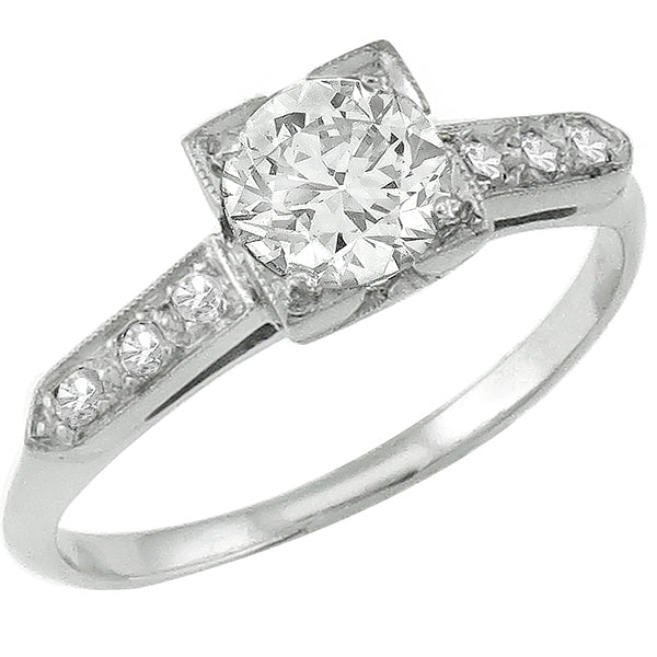 1920s  0.50ct Old Mine Cut Diamond Platinum Engagement Ring