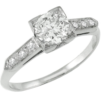 1920s  0.50ct Old Mine Cut Diamond Platinum Engagement Ring
