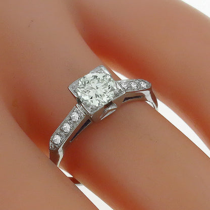 1920s  0.50ct Old Mine Cut Diamond Platinum Engagement Ring
