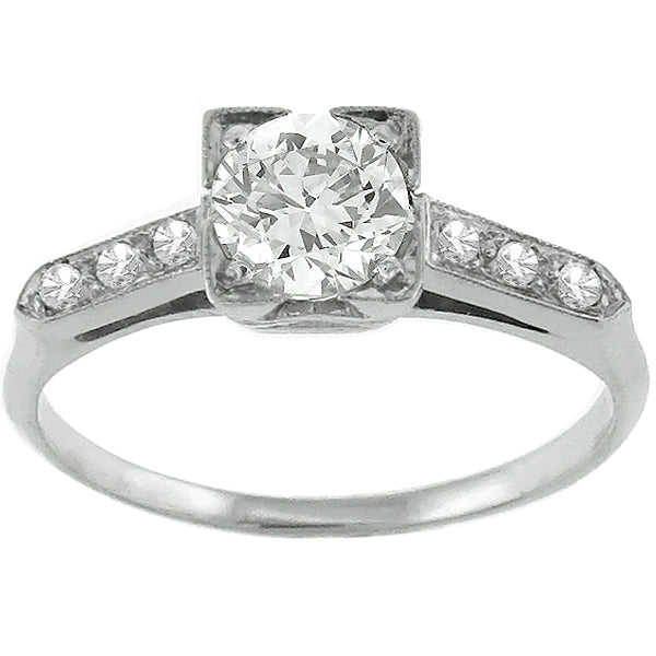 1920s  0.50ct Old Mine Cut Diamond Platinum Engagement Ring