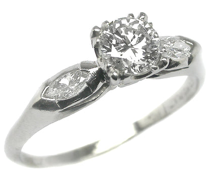 1920s 0.56ct Round   Diamond Platinum Engagement Ring
