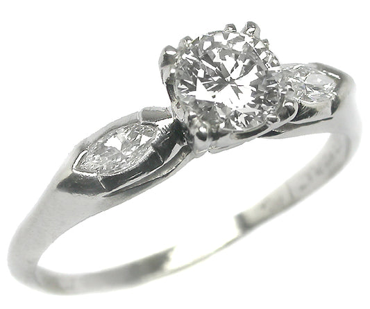 1920s 0.56ct Round   Diamond Platinum Engagement Ring