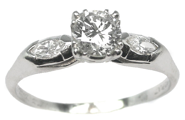 1920s 0.56ct Round   Diamond Platinum Engagement Ring