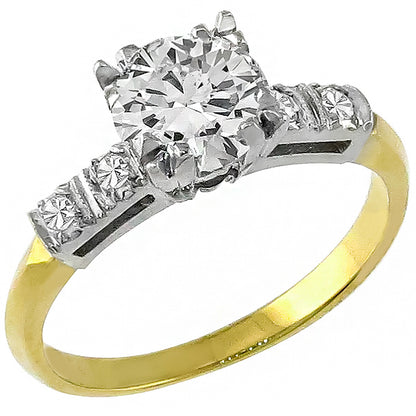 1920s 0.60ct Old Mine Cut Diamond 14k Yellow & White Gold Engagement Ring