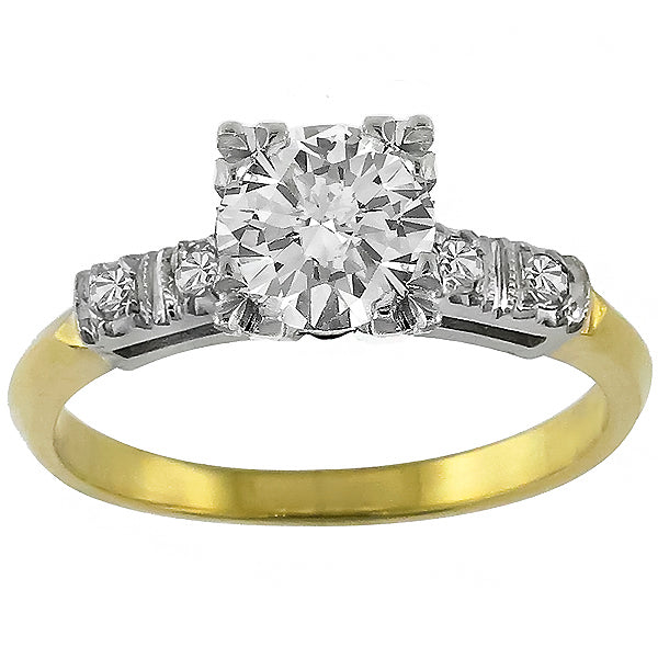 1920s 0.60ct Old Mine Cut Diamond 14k Yellow & White Gold Engagement Ring