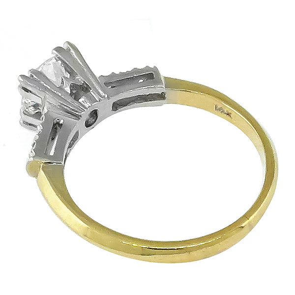 1920s 0.60ct Old Mine Cut Diamond 14k Yellow & White Gold Engagement Ring