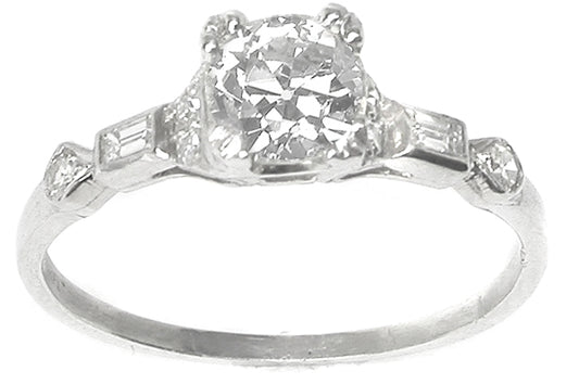 1920s 0.70ct Old Mine  Diamond Platinum Engagement Ring