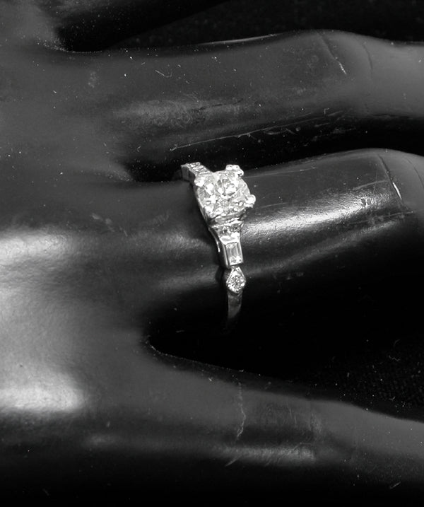 1920s 0.70ct Old Mine  Diamond Platinum Engagement Ring