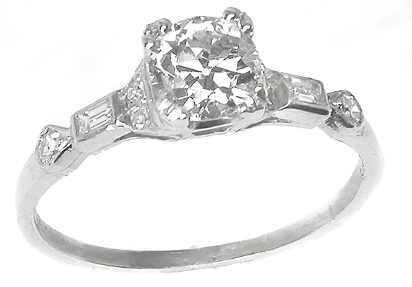 1920s 0.70ct Old Mine  Diamond Platinum Engagement Ring