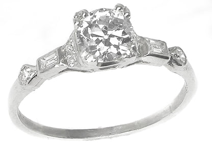 1920s 0.70ct Old Mine  Diamond Platinum Engagement Ring