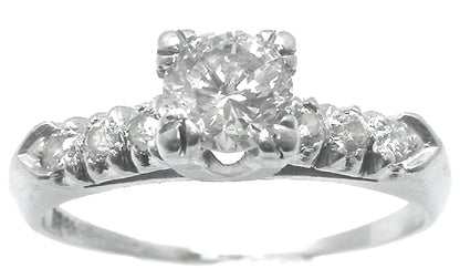 1920s 0.70ct Round Diamond 18k White Gold Engagement Ring