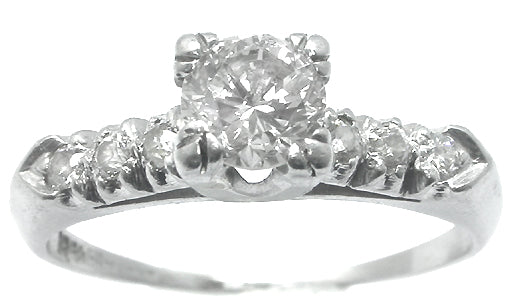 1920s 0.70ct Round Diamond 18k White Gold Engagement Ring