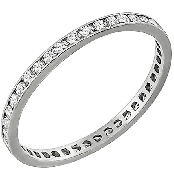 1920s 0.75ct Round Brilliant Diamond Eternity 18k White Gold Wedding Band
