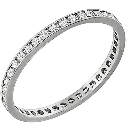 1920s 0.75ct Round Brilliant Diamond Eternity 18k White Gold Wedding Band