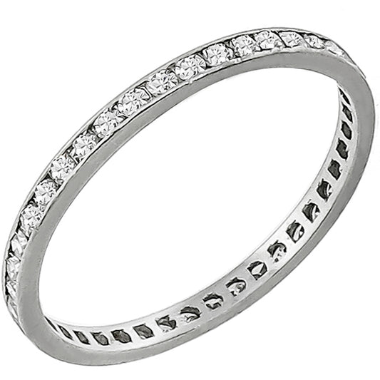 1920s 0.75ct Round Brilliant Diamond Eternity 18k White Gold Wedding Band