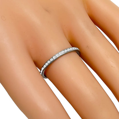 1920s 0.75ct Round Brilliant Diamond Eternity 18k White Gold Wedding Band