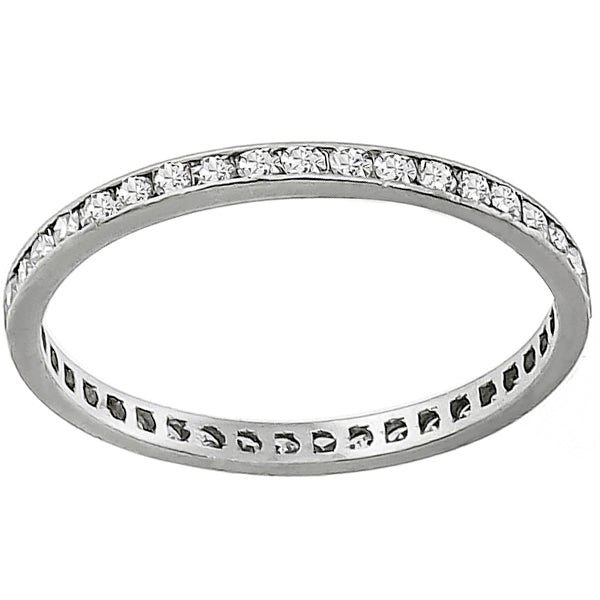 1920s 0.75ct Round Brilliant Diamond Eternity 18k White Gold Wedding Band