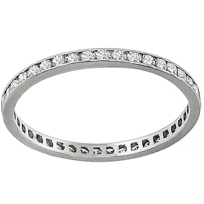 1920s 0.75ct Round Brilliant Diamond Eternity 18k White Gold Wedding Band