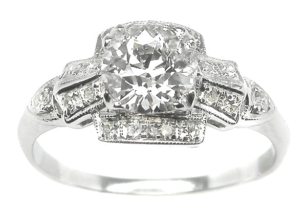 1920s 0.85ct Old European Cut Diamond Platinum Engagement Ring
