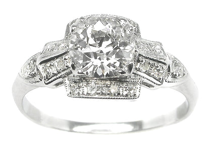 1920s 0.85ct Old European Cut Diamond Platinum Engagement Ring
