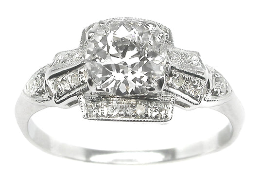 1920s 0.85ct Old European Cut Diamond Platinum Engagement Ring