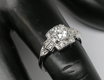1920s 0.85ct Old European Cut Diamond Platinum Engagement Ring