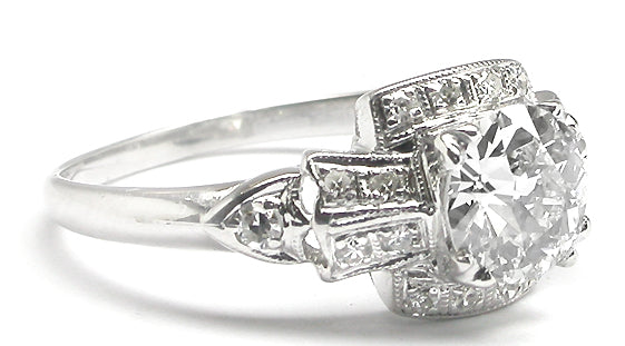 1920s 0.85ct Old European Cut Diamond Platinum Engagement Ring