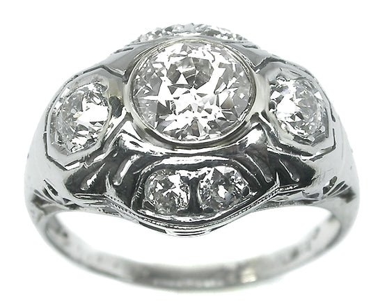 1920s 0.85ct Old Mine  Diamond 18k Gold Engagement Ring