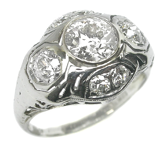 1920s 0.85ct Old Mine  Diamond 18k Gold Engagement Ring