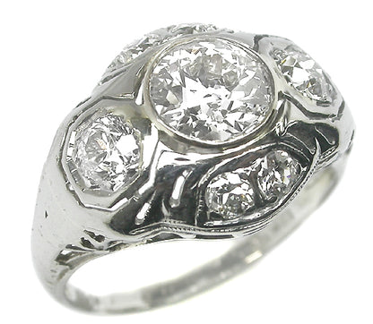 1920s 0.85ct Old Mine  Diamond 18k Gold Engagement Ring