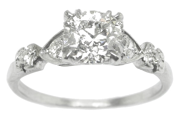 1920's 0.90ct Old Mine Cut Diamond Platinum Engagement Ring